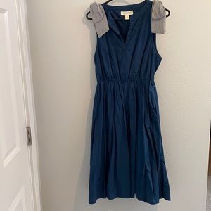 Anthropologie pleated dress, bow shoulder detail